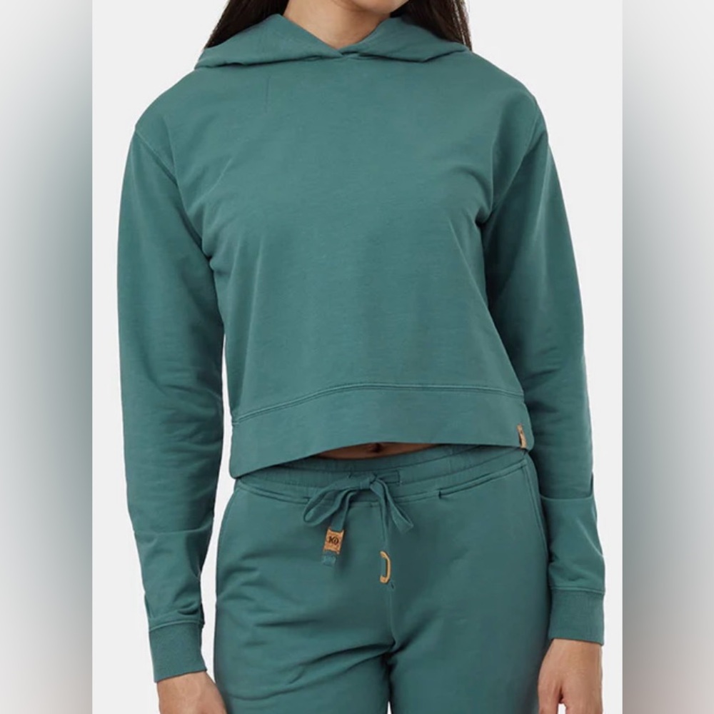 Tentree Teal Women’s Crop Hoodie